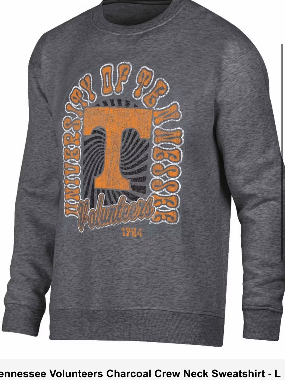 NCAA Charcoal Crewneck Sweatshirt with Orange Graphic Lettering